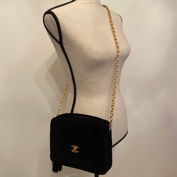 Vintage Authentic Chanel Black Suede Purse - Picture 1 of 16